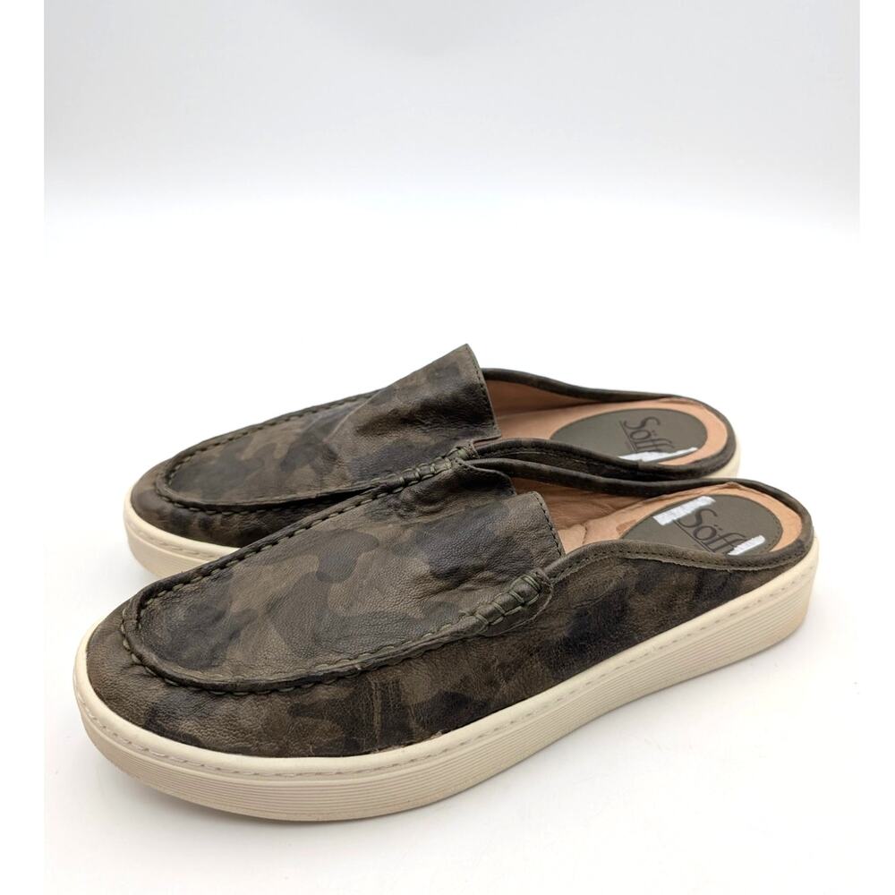 SOFFT Somers III Slide Camo Slip-On Leather Sneaker Mule Women's Olive Size US9M